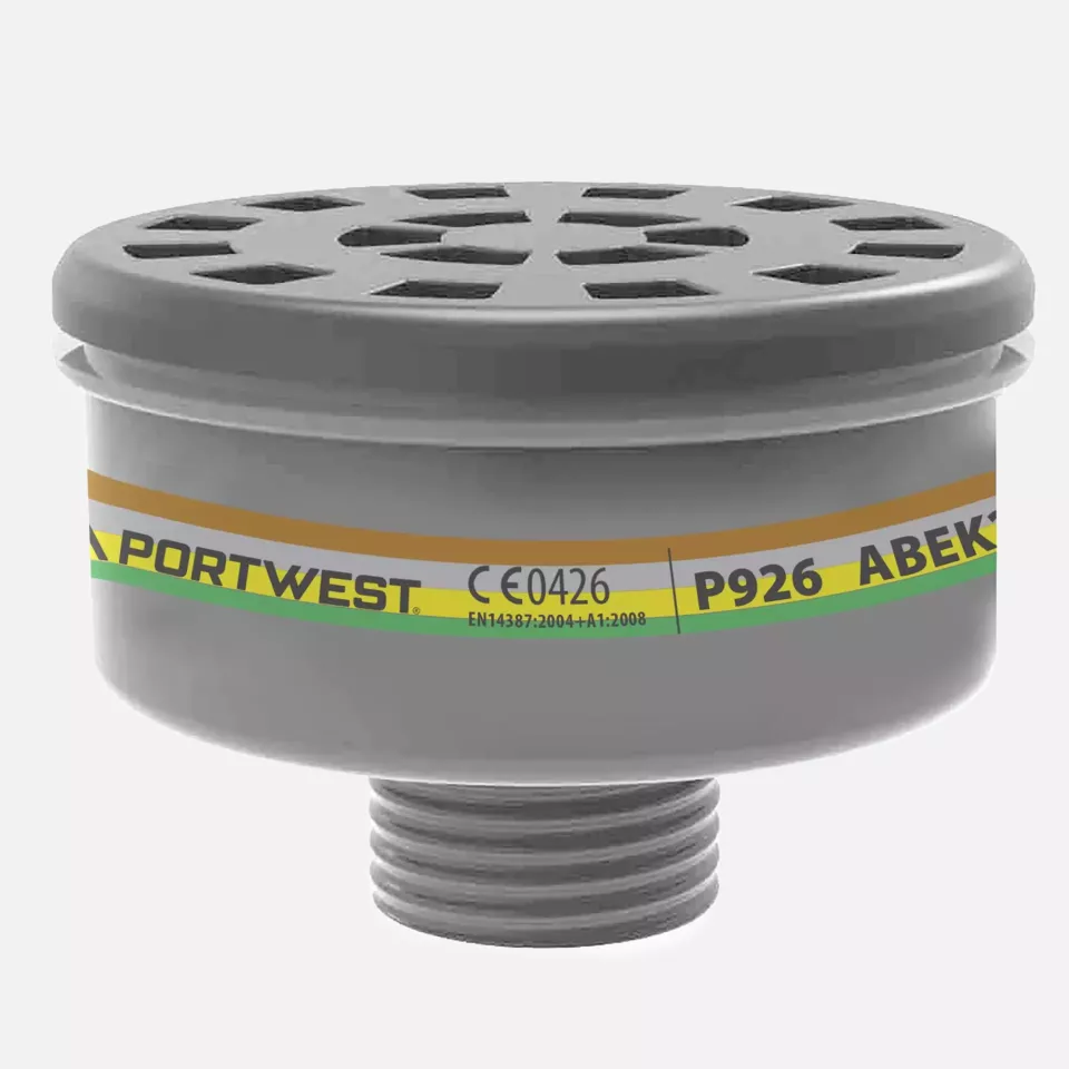 Portwest P926BKR, ABEK2 Gas Filter Universal Thread, Black, image 1, gallery thumbnail