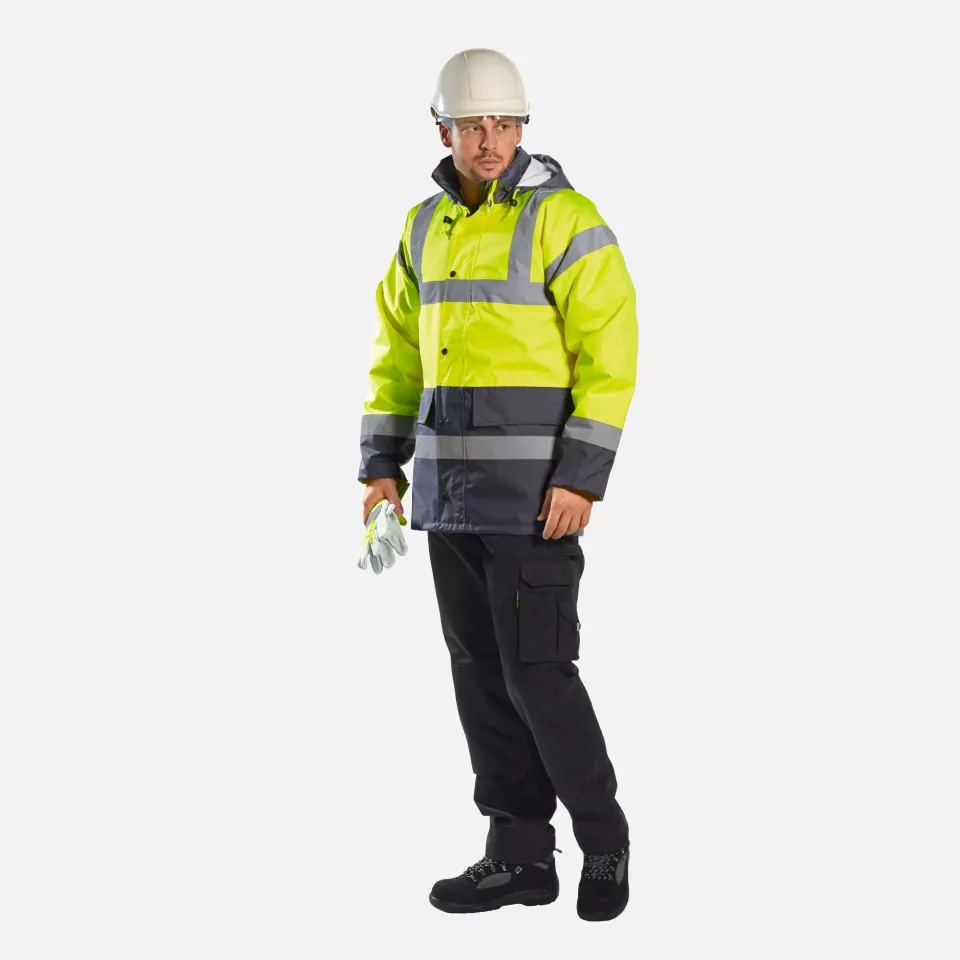 Portwest S466RNR, Hi-Vis Contrast Winter Traffic Jacket, Red/Navy, image 2, gallery thumbnail