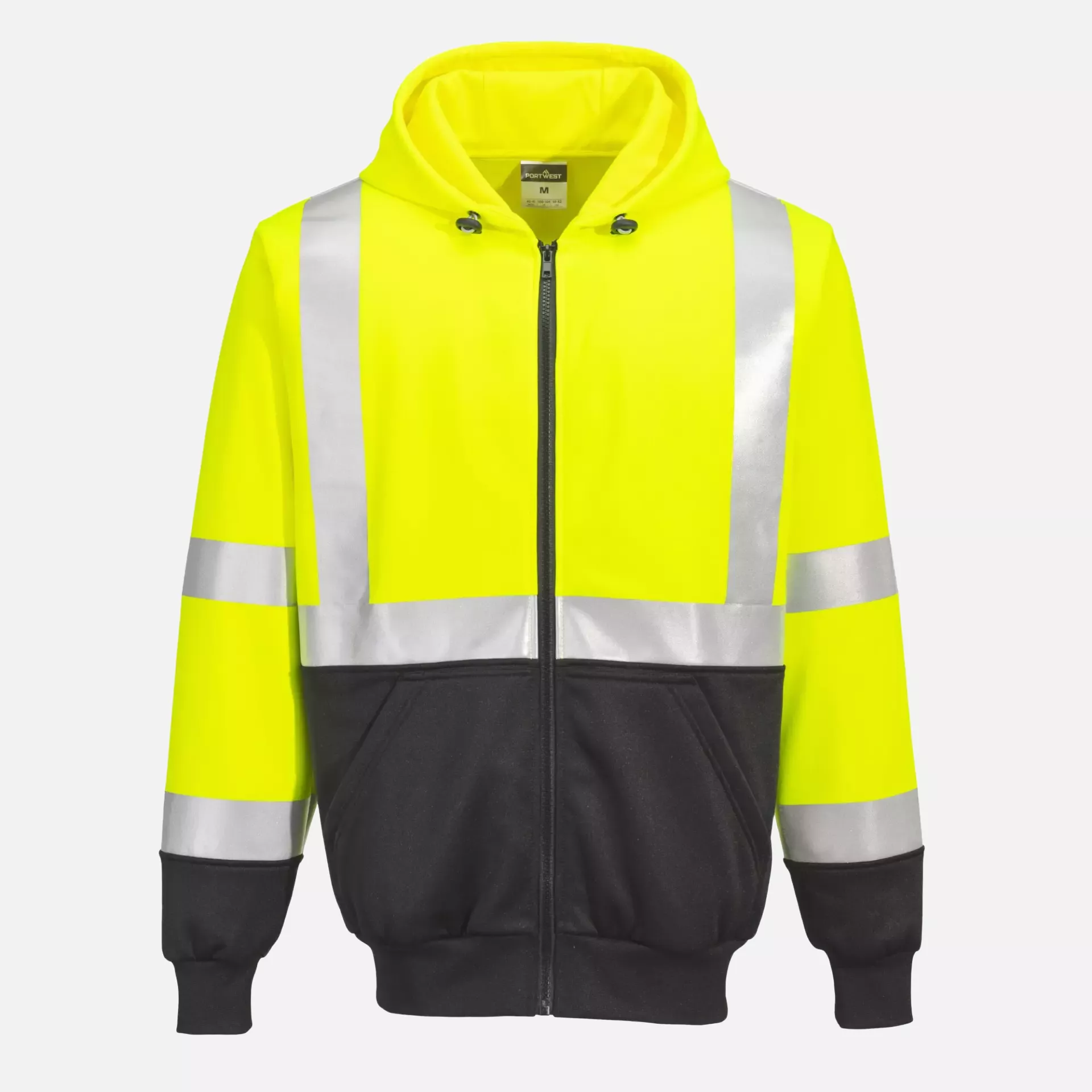 Portwest B315YBR, Hi-Vis Contrast Zipped Hoodie, Yellow/Black, image 2