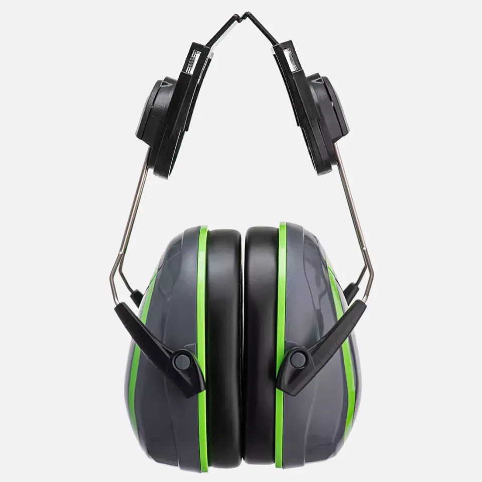 Portwest PW75GGN, HV Extreme Ear Defenders Low Clip-On, Grey/Green, image 1, gallery thumbnail