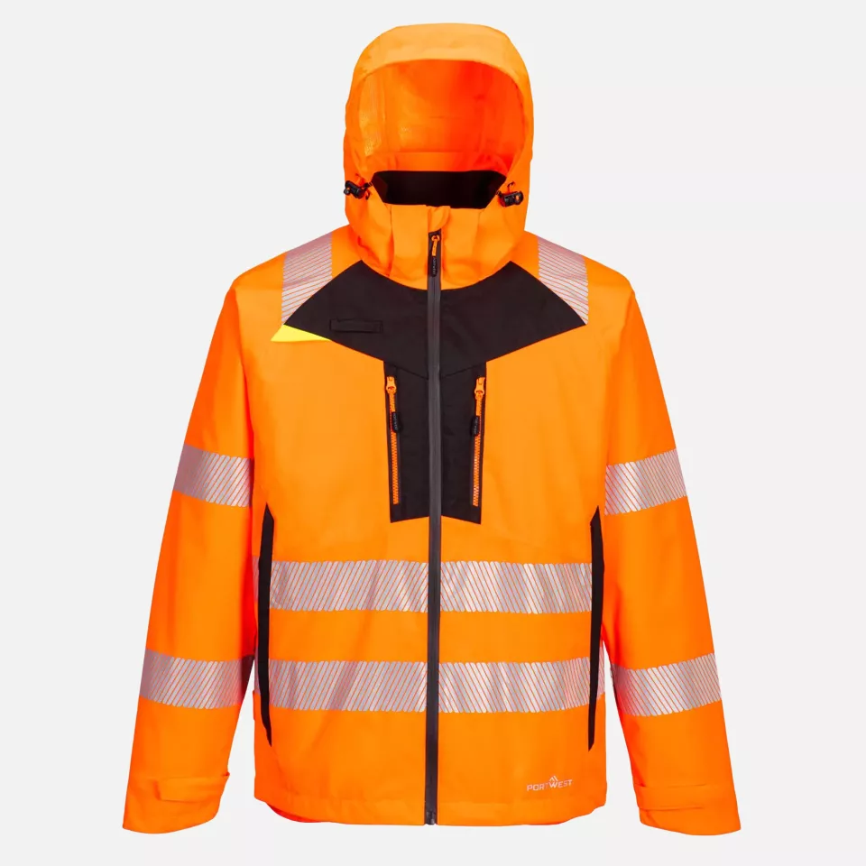Portwest DX462ORR, DX4 Hi-Vis Rain Jacket, Orange, image 6, gallery thumbnail