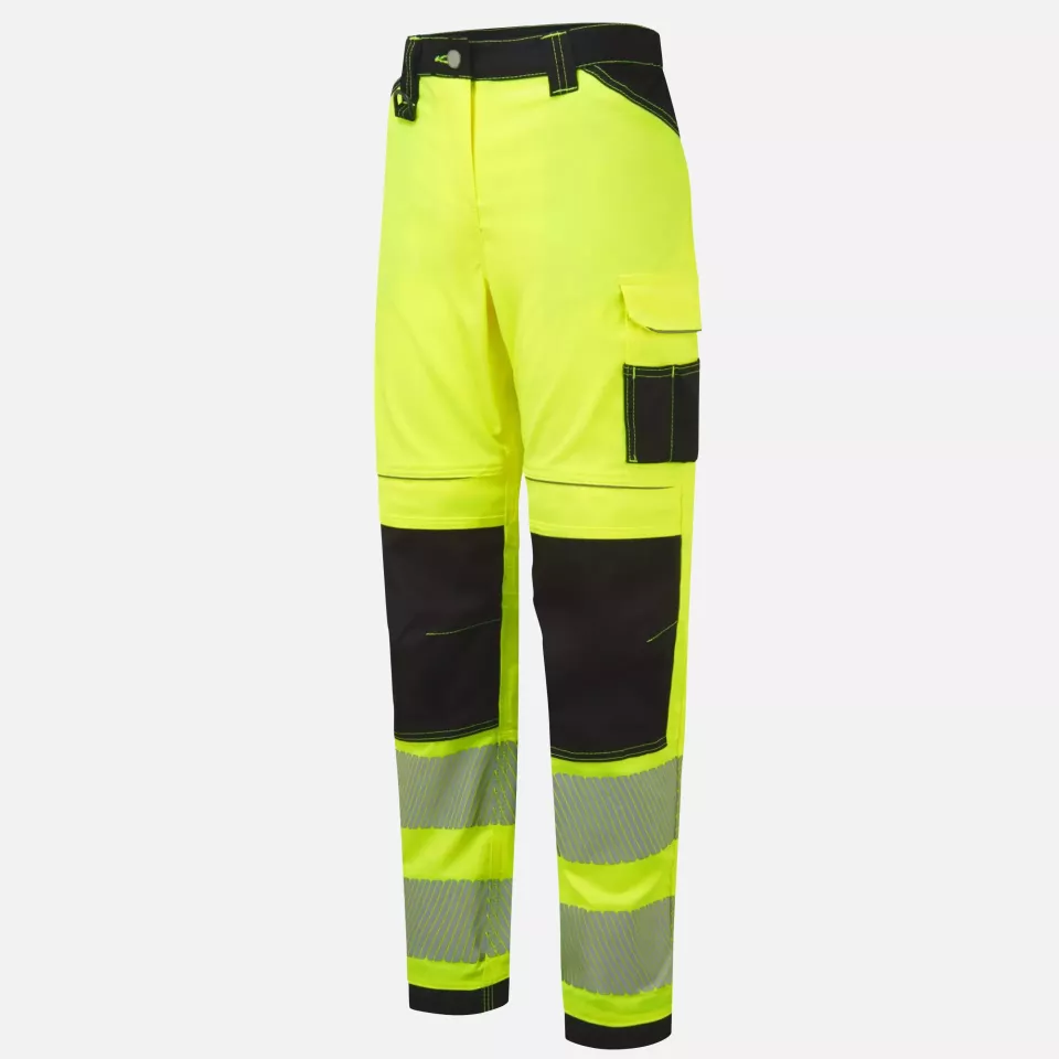 Portwest PW385YBR, PW3 Hi-Vis Women's Stretch Work Trousers, Yellow/Black, image 3, gallery thumbnail