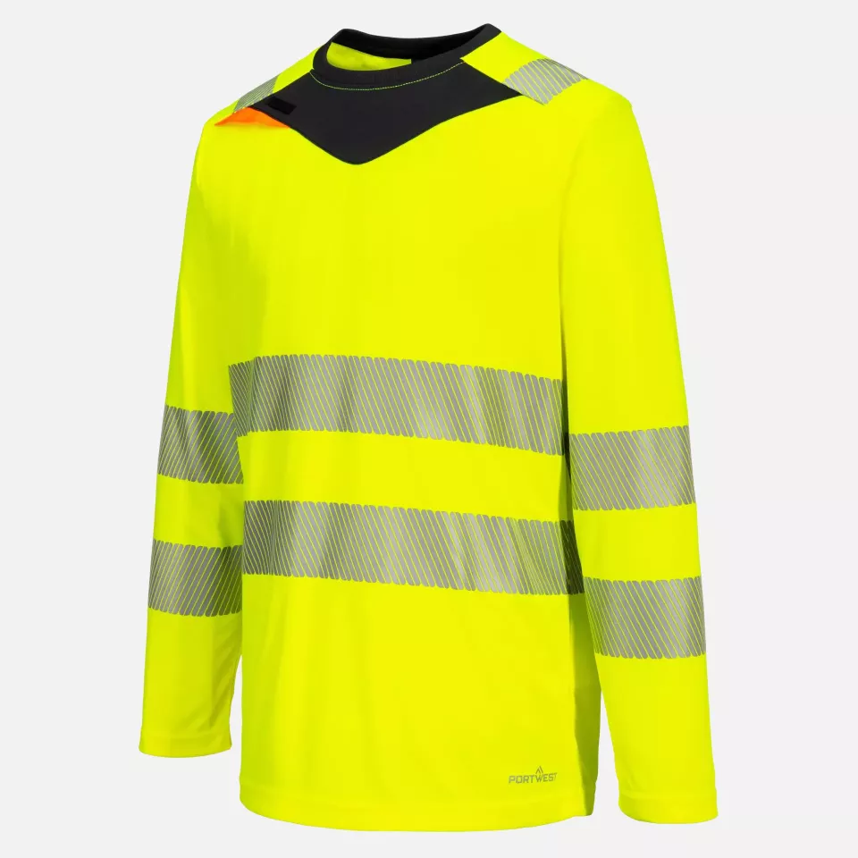 Portwest DX416YBR, DX4 Hi-Vis T-Shirt L/S, Yellow/Black, image 3, gallery thumbnail