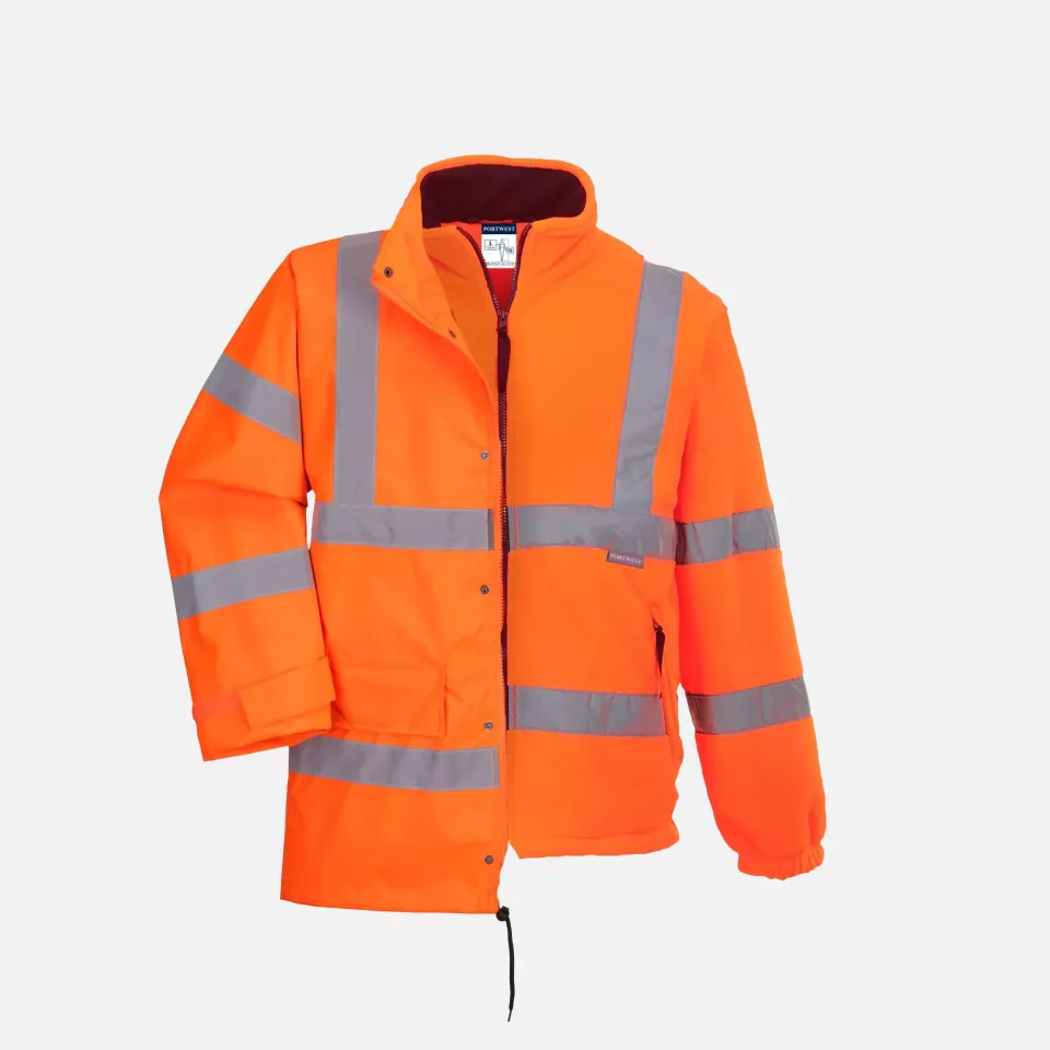 Portwest RT63ORR, Hi-Vis Breathable Interactive Rain Traffic Jacket, Orange, image 5, gallery thumbnail