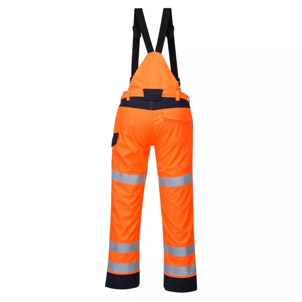 Portwest MV71ONR, Modaflame Rain Multi Norm Arc Trousers, Orange/Navy, image 2, gallery thumbnail