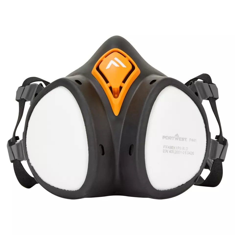 Portwest P441BKR, ABEK1P3 Ready to use Half Mask, Black, image 1, gallery thumbnail