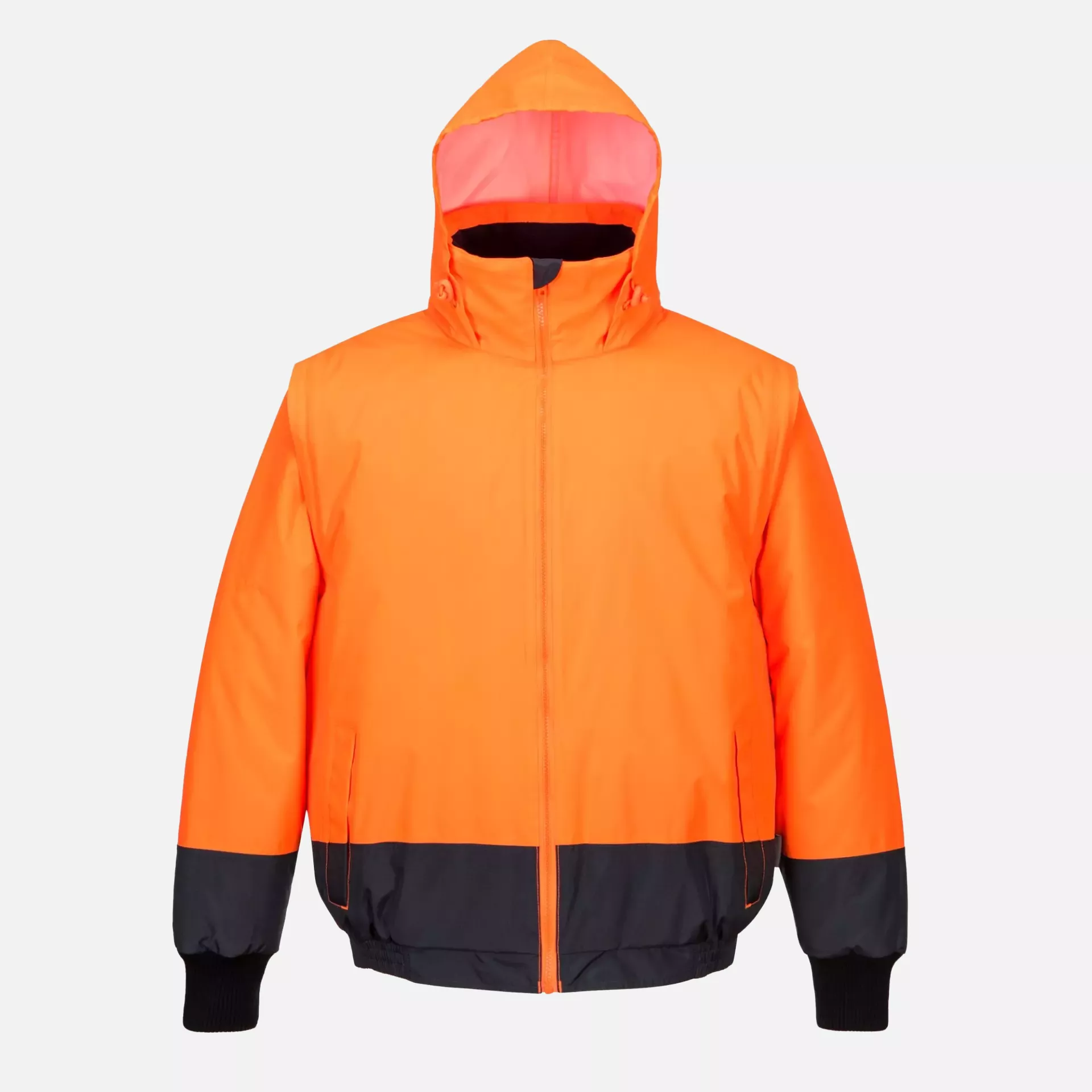 Portwest C464ONR, Hi-Vis 2-in-1 Contrast Essential Lite Bomber Jacket, Orange/Navy, image 6