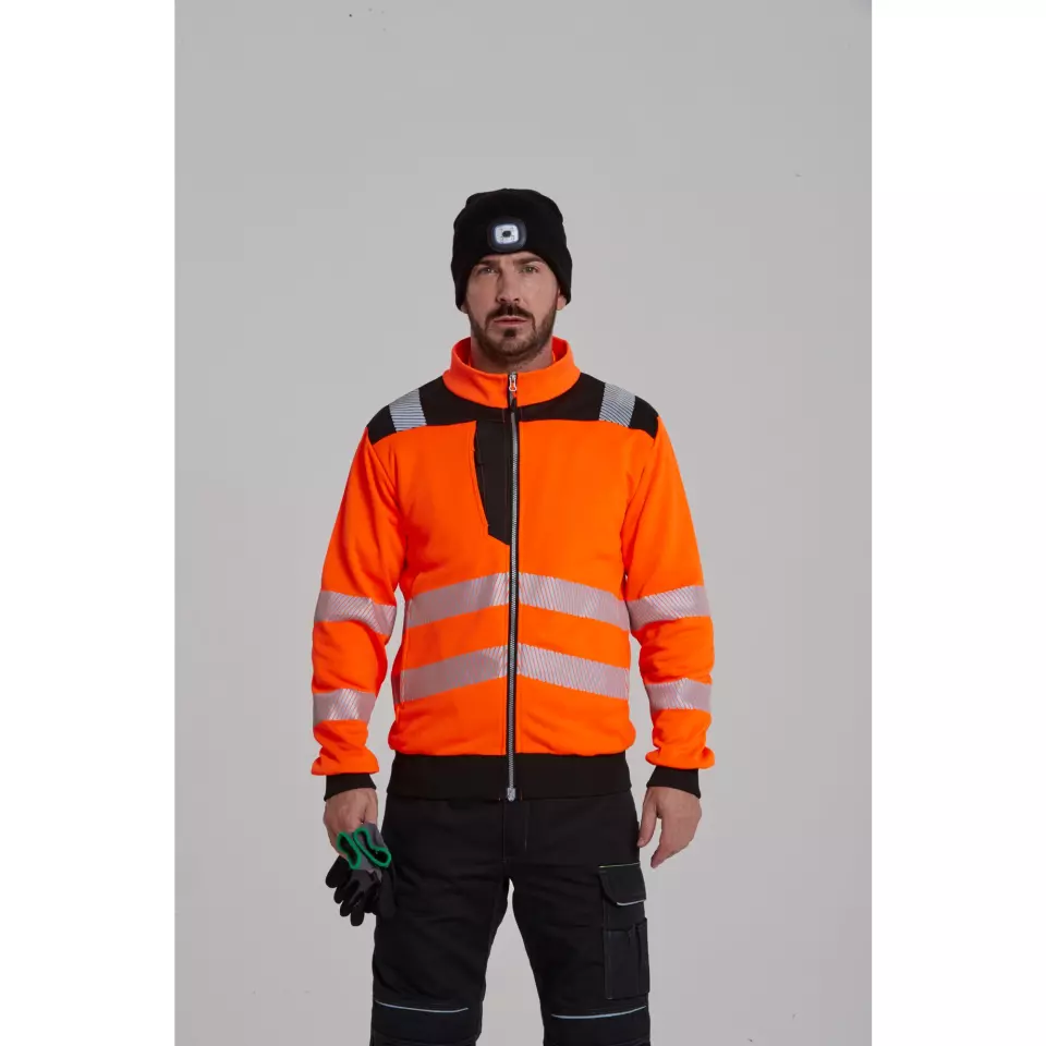 Portwest PW370OBR, PW3 Hi-Vis Zip Sweatshirt, Orange/Black, image 3, gallery thumbnail