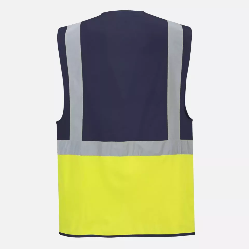 Portwest C276YNR, Paris Hi-Vis Contrast Executive Vest, Yellow/Navy, image 2, gallery thumbnail