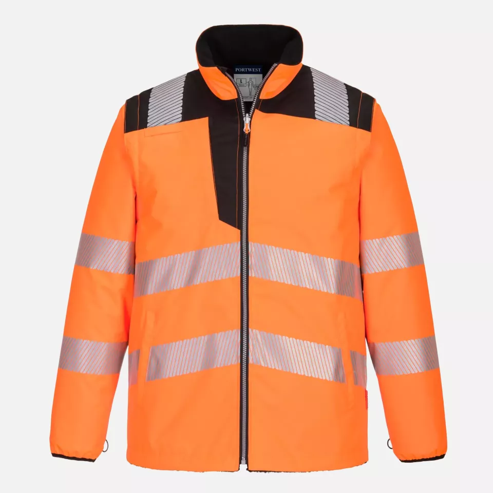 Portwest PW367OBR, PW3 Hi-Vis Breathable 5-in-1 Jacket, Orange/Black, image 5, gallery thumbnail