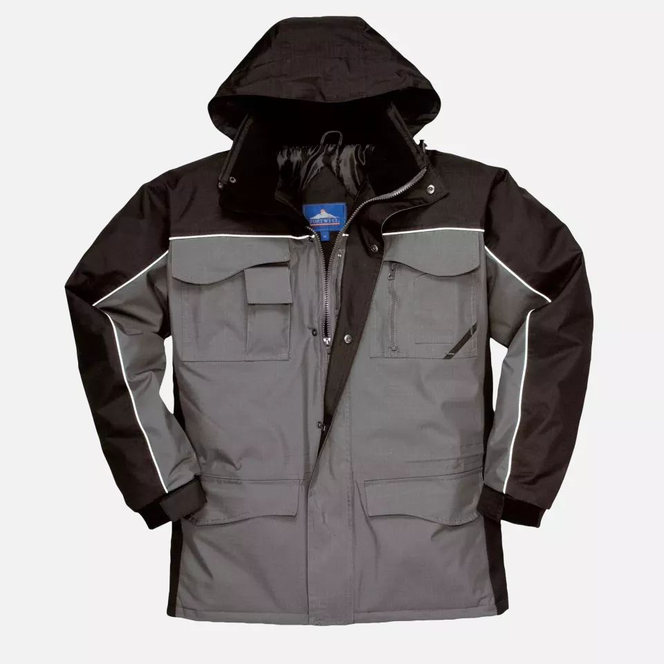 Portwest S562BYR, Ripstop Winter Jacket, Black/Grey, image 3, gallery thumbnail