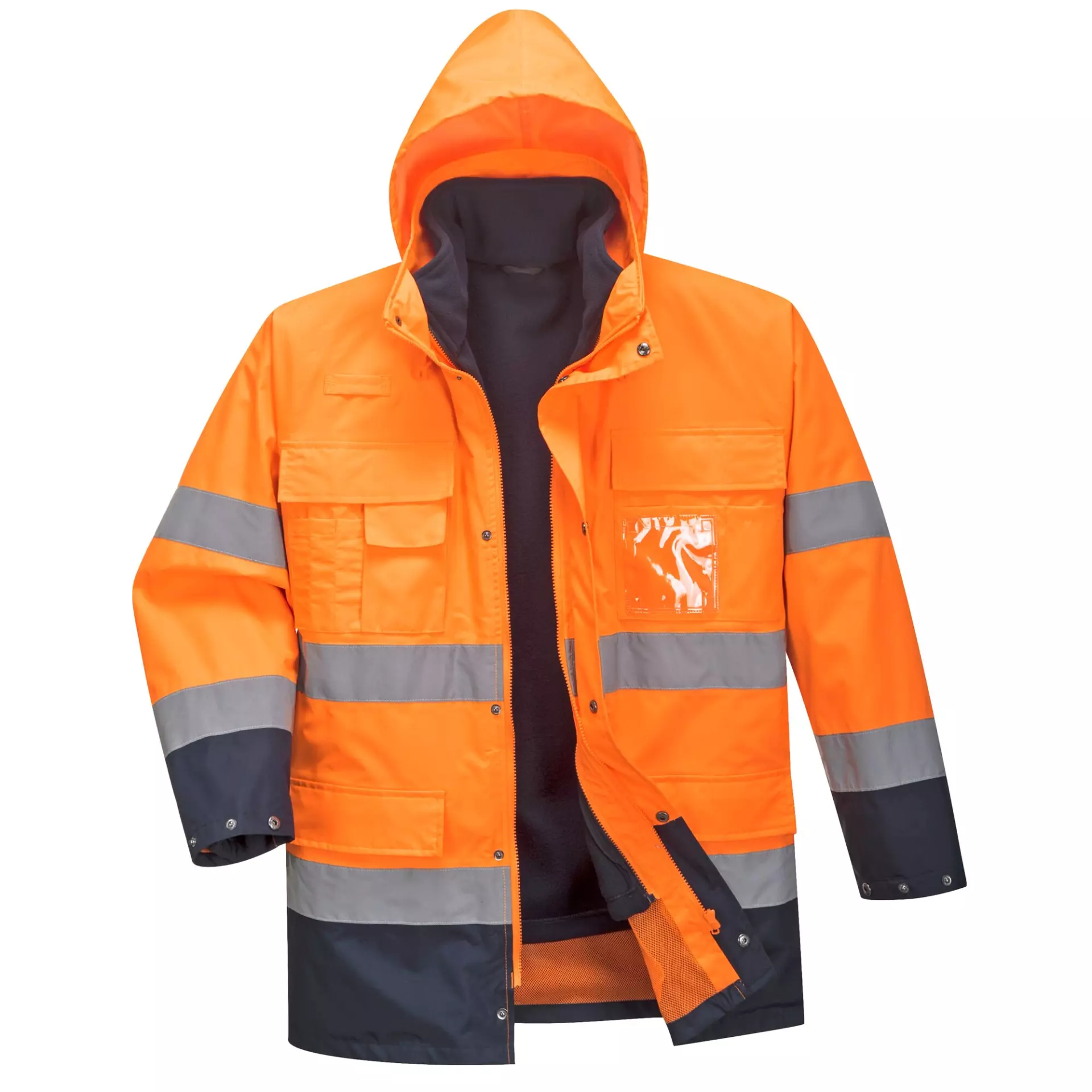 Portwest S162ONR, Hi-Vis 3-in-1 Contrast Lite Jacket, Orange/Navy, image 1