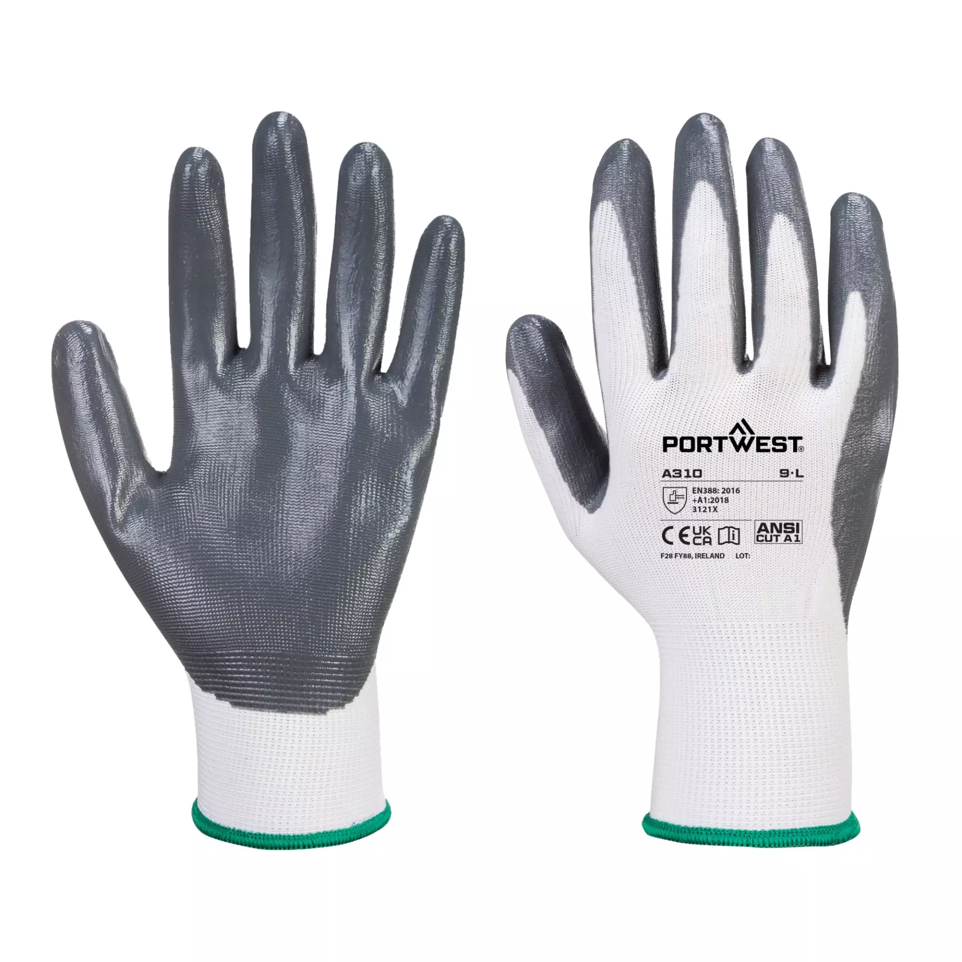 Portwest A310GRW, Flexo Grip Nitrile Glove, Grey/White, image 3