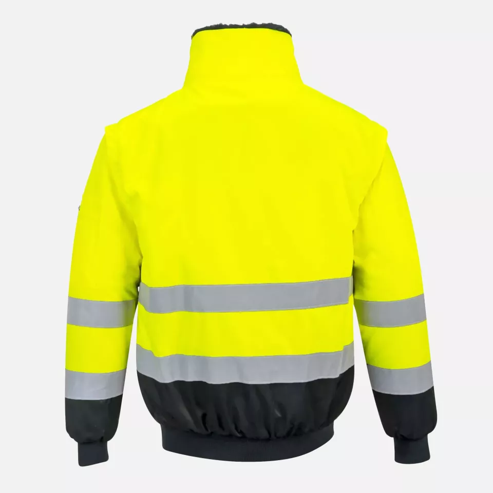 Portwest PJ50YBR, Hi-Vis 3-in-1 Contrast Pilot Jacket, Yellow/Black, image 2, gallery thumbnail