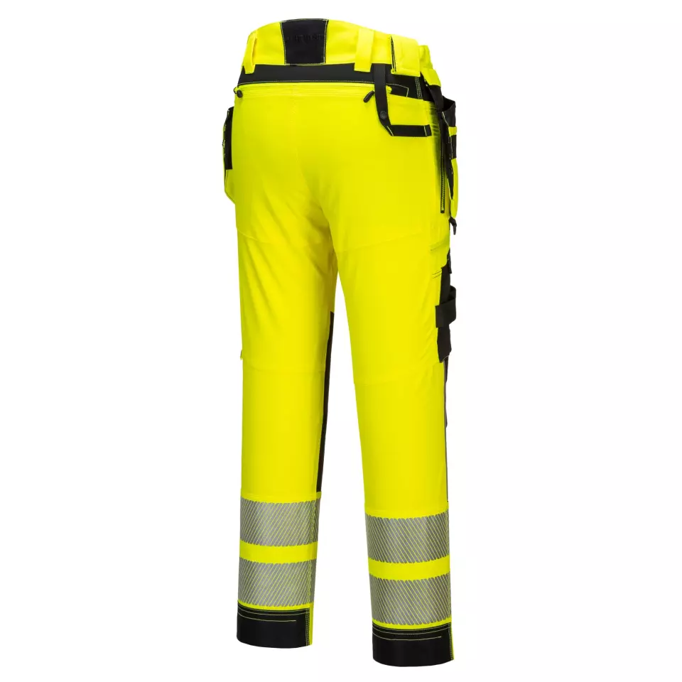 Portwest DX442YBR, DX4 Hi-Vis Detachable Holster Pocket Trousers, Yellow/Black, image 3, gallery thumbnail