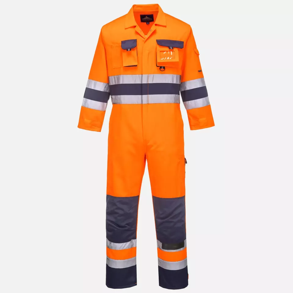 Portwest TX55ONR, Nantes Hi-Vis Contrast Work Coverall, Orange/Navy, image 1, gallery thumbnail