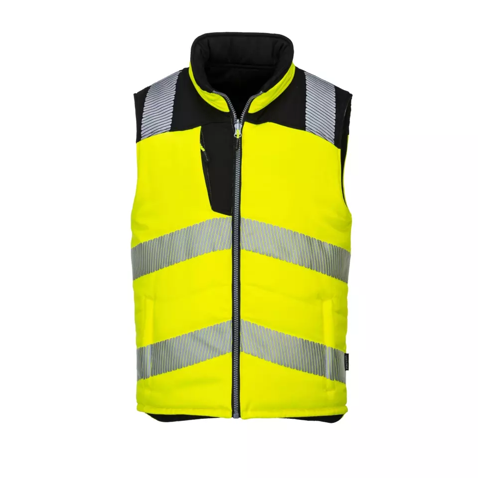 Portwest PW374YBR, PW3 Hi-Vis Reversible Bodywarmer, Yellow/Black, image 1, gallery thumbnail