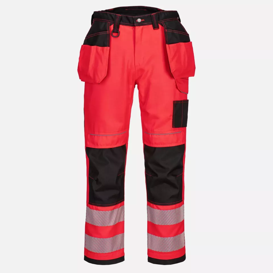 Portwest T501RBK, PW3 Hi-Vis Arbeitshose mit Holstertaschen, Rot/Schwarz, image 1, gallery thumbnail