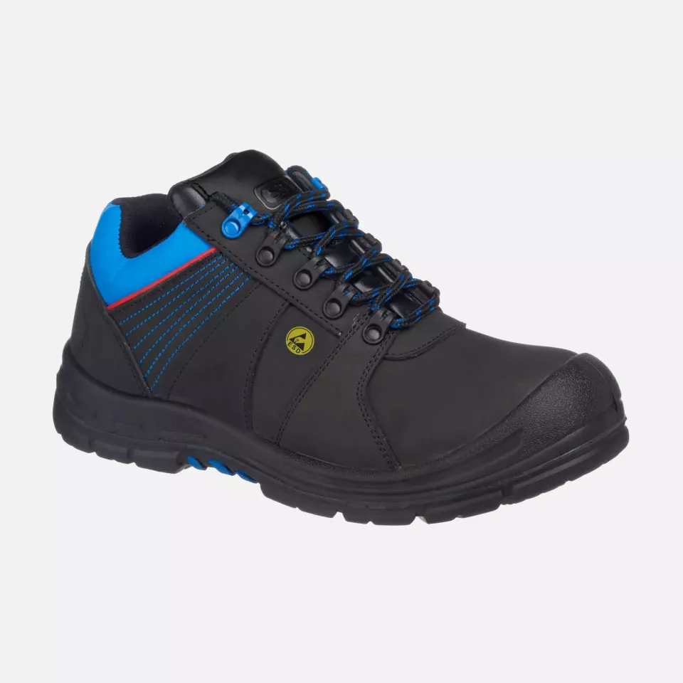 Portwest FD27BKB, Composite Action Nubuck Low Shoe S3 ESD HRO SRC, Black/Blue, image 1, gallery thumbnail