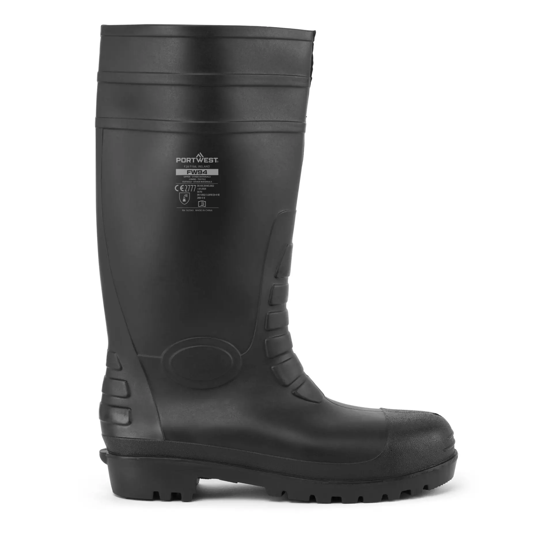 Portwest FW94BKR, Steel PVC Classic Wellington S4 FO, Black, image 1