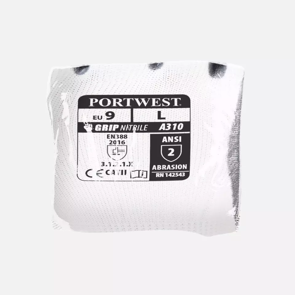 Portwest VA310W7R, Flexo Grip Nitrile Glove (Vending), White/Grey, image 3, gallery thumbnail