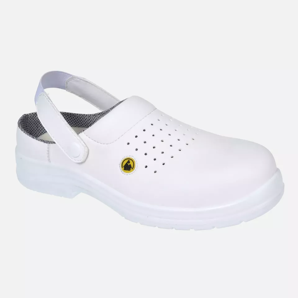 Portwest FC03WHR, Compositelite ESD Perforated Safety Clog SB AE, White, image 1, gallery thumbnail