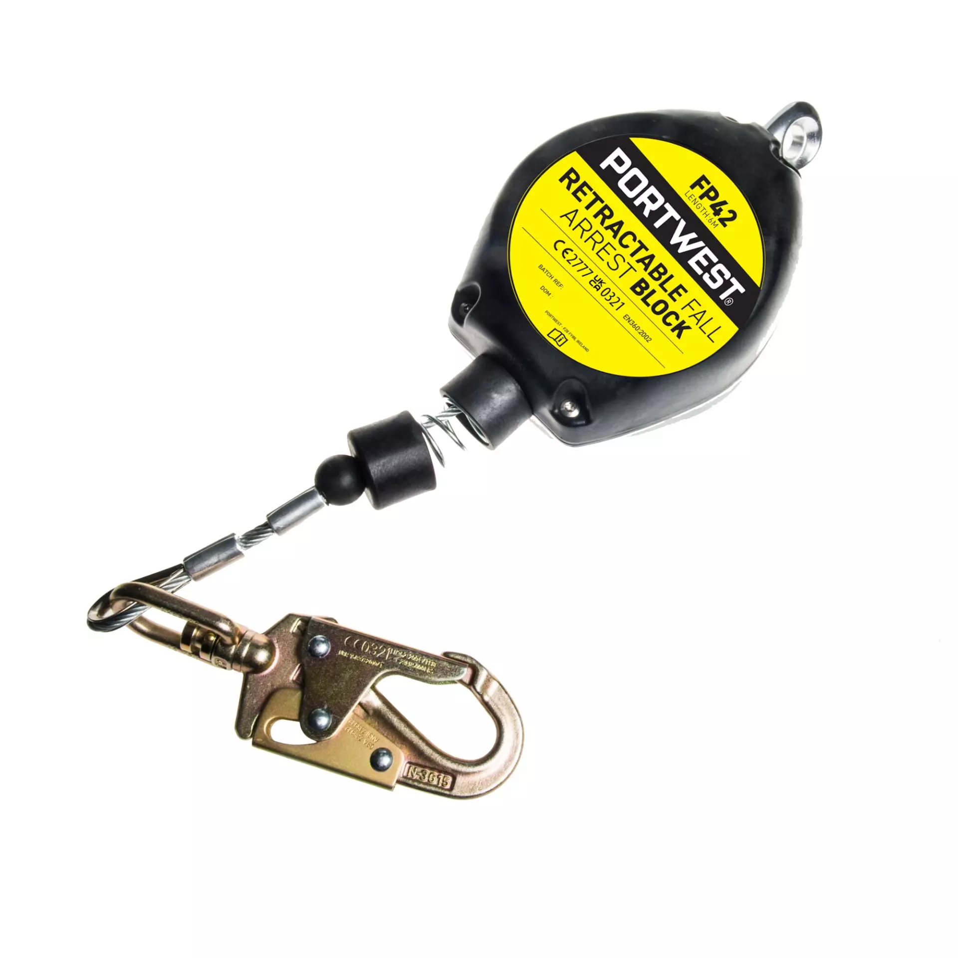 Portwest FP42BKR, 6M Retractable Fall Arrest Block, Black, image 1