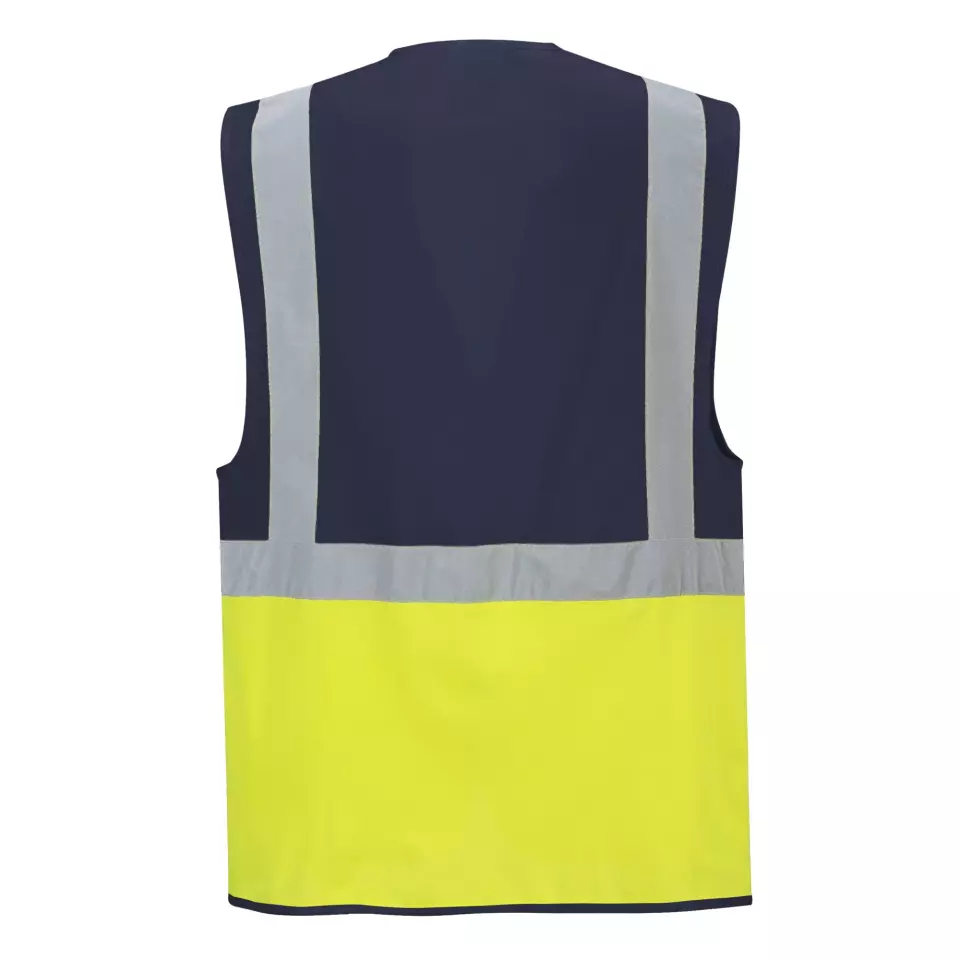 Portwest C276YNR, Paris Hi-Vis Contrast Executive Vest, Yellow/Navy, image 2, gallery thumbnail