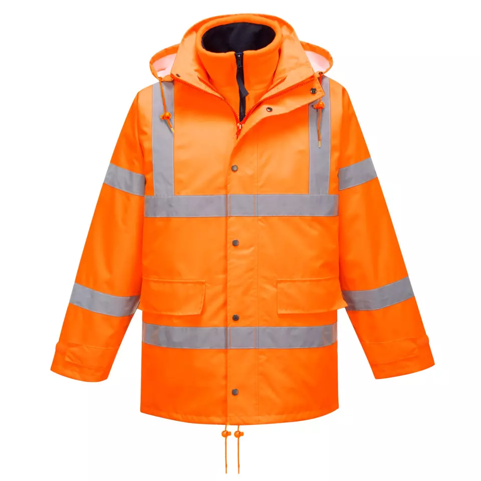 Portwest RT63ORR, Hi-Vis Breathable Interactive Rain Traffic Jacket, Orange, image 4, gallery thumbnail