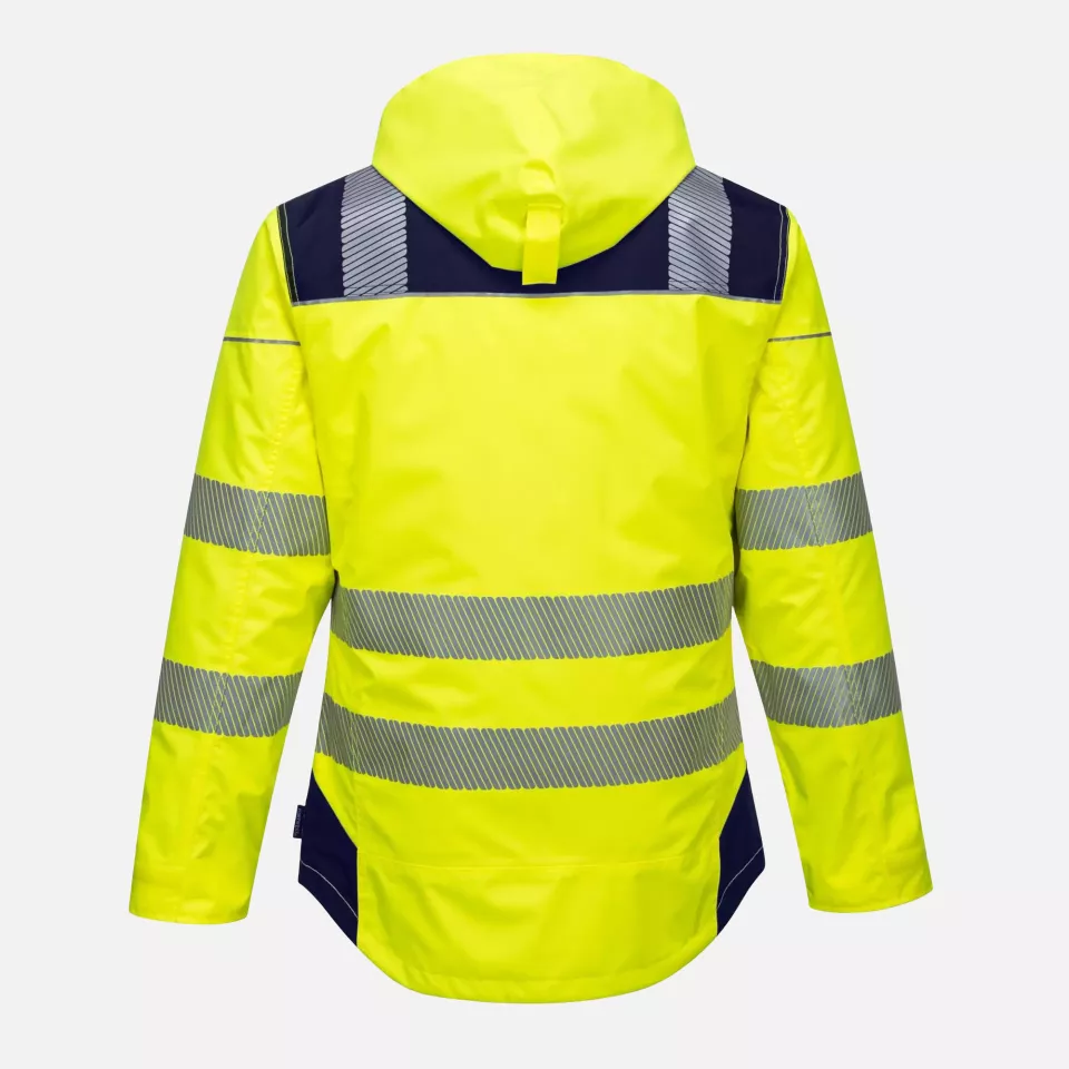 Portwest T400YNR, PW3 Hi-Vis Winter Jacket, Yellow/Navy, image 2, gallery thumbnail