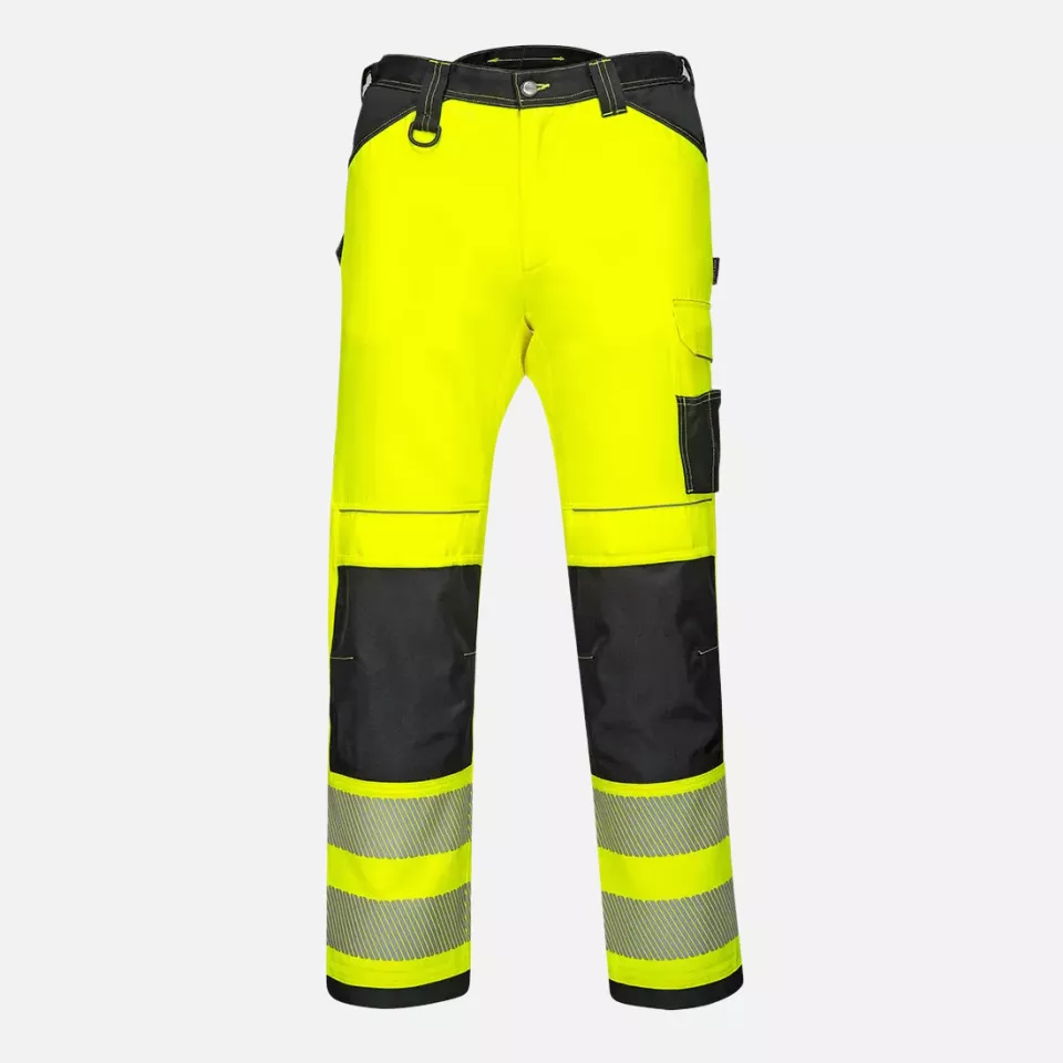 Portwest PW340YBS, PW3 Hi-Vis Work Trousers, Yellow/Black Short, image 1, gallery thumbnail