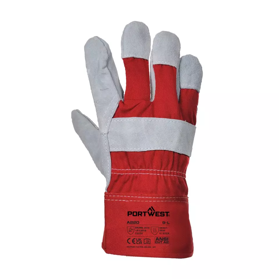 Portwest A220RER, Premium Chrome Rigger Glove, Red, image 1, gallery thumbnail