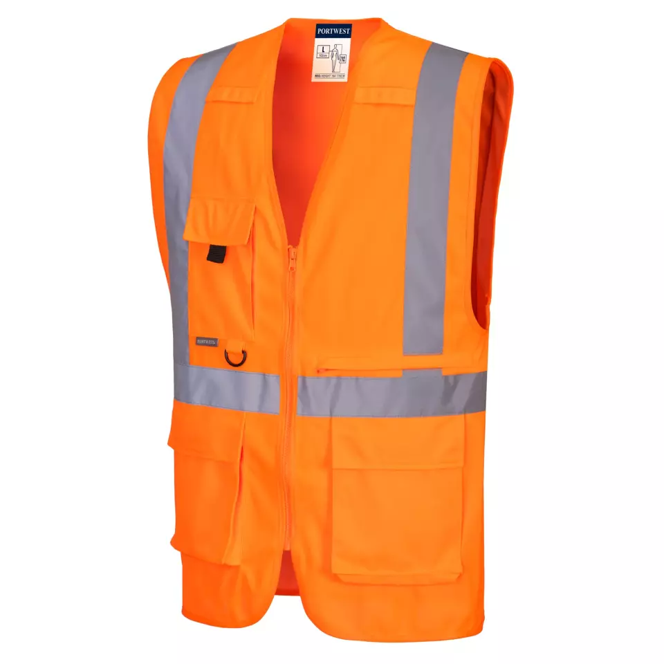 Portwest C357ORR, Hi-Vis Tablet Pocket Executive Vest, Orange, image 4, gallery thumbnail