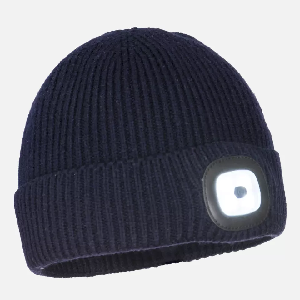 Portwest B033NAR, Workman's LED Beanie, Navy, image 1, gallery thumbnail