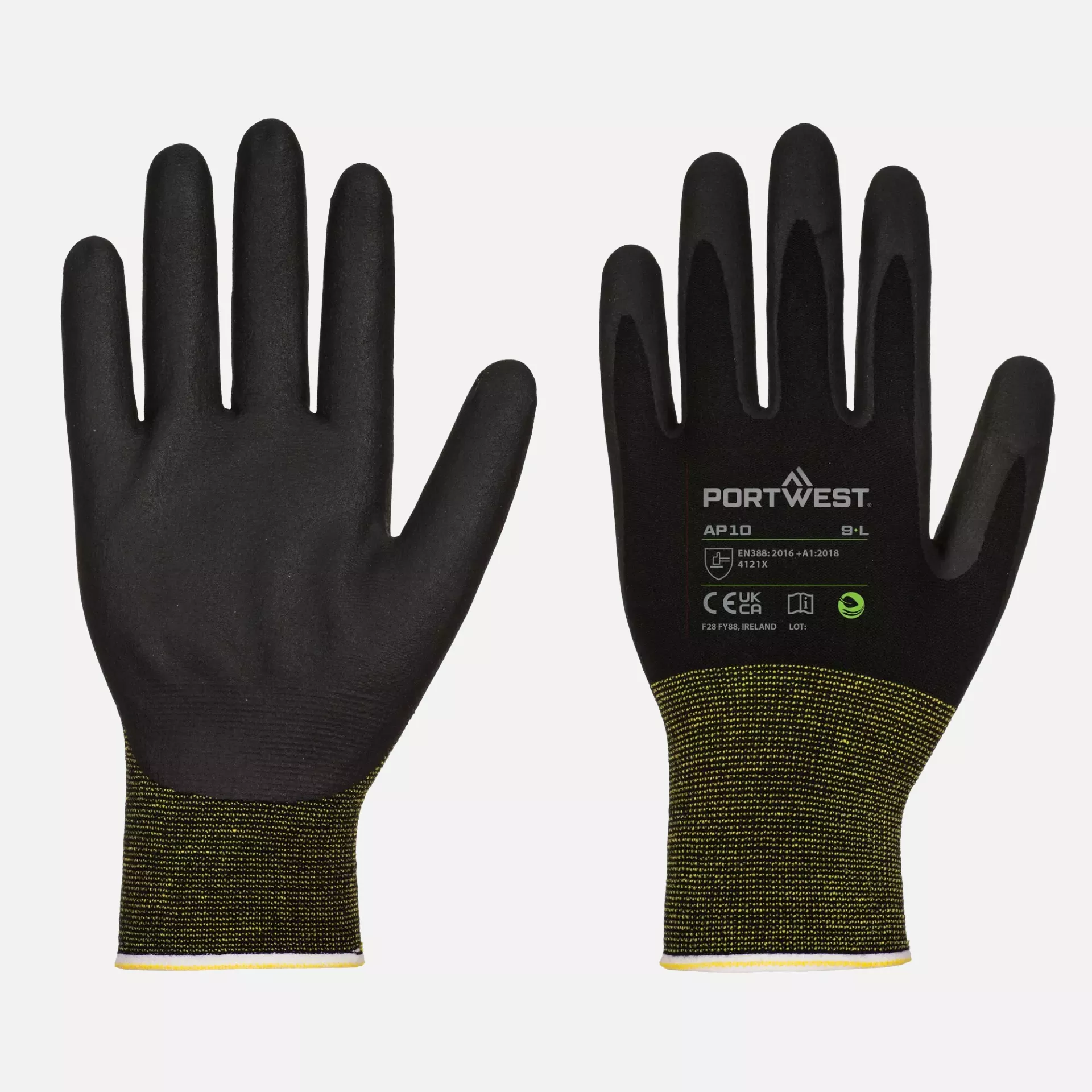 Portwest AP10K8R, NPR15 Foam Nitrile Bamboo Glove, Black, image 3