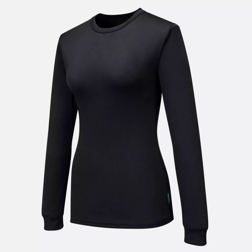 Portwest B136BKR, Women's Baselayer Top L/S, Black, image 3, gallery thumbnail