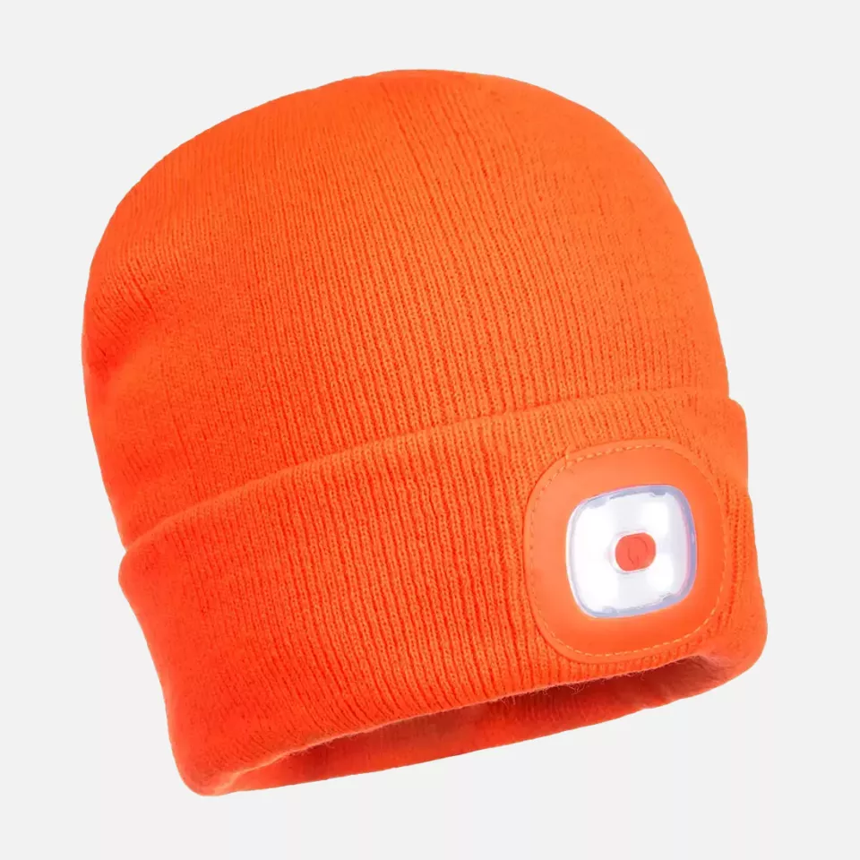 Portwest B028BKR, Rechargeable Twin LED Beanie, Black, image 4, gallery thumbnail