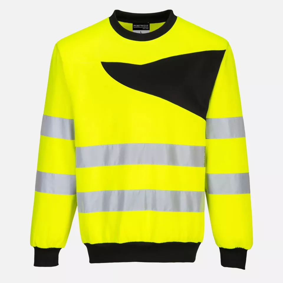 Portwest PW277YBR, PW2 Hi-Vis Sweatshirt, Yellow/Black, image 1, gallery thumbnail