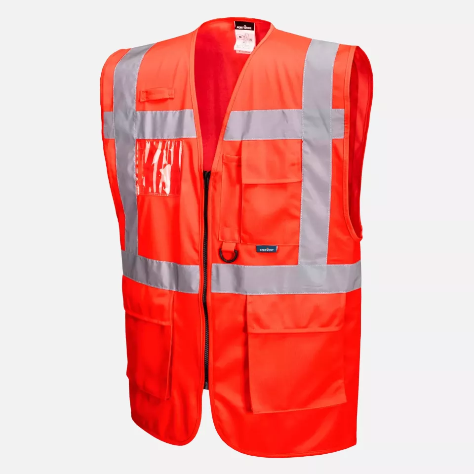 Portwest S476RER, Berlin Hi-Vis Executive Vest, Red, image 2, gallery thumbnail