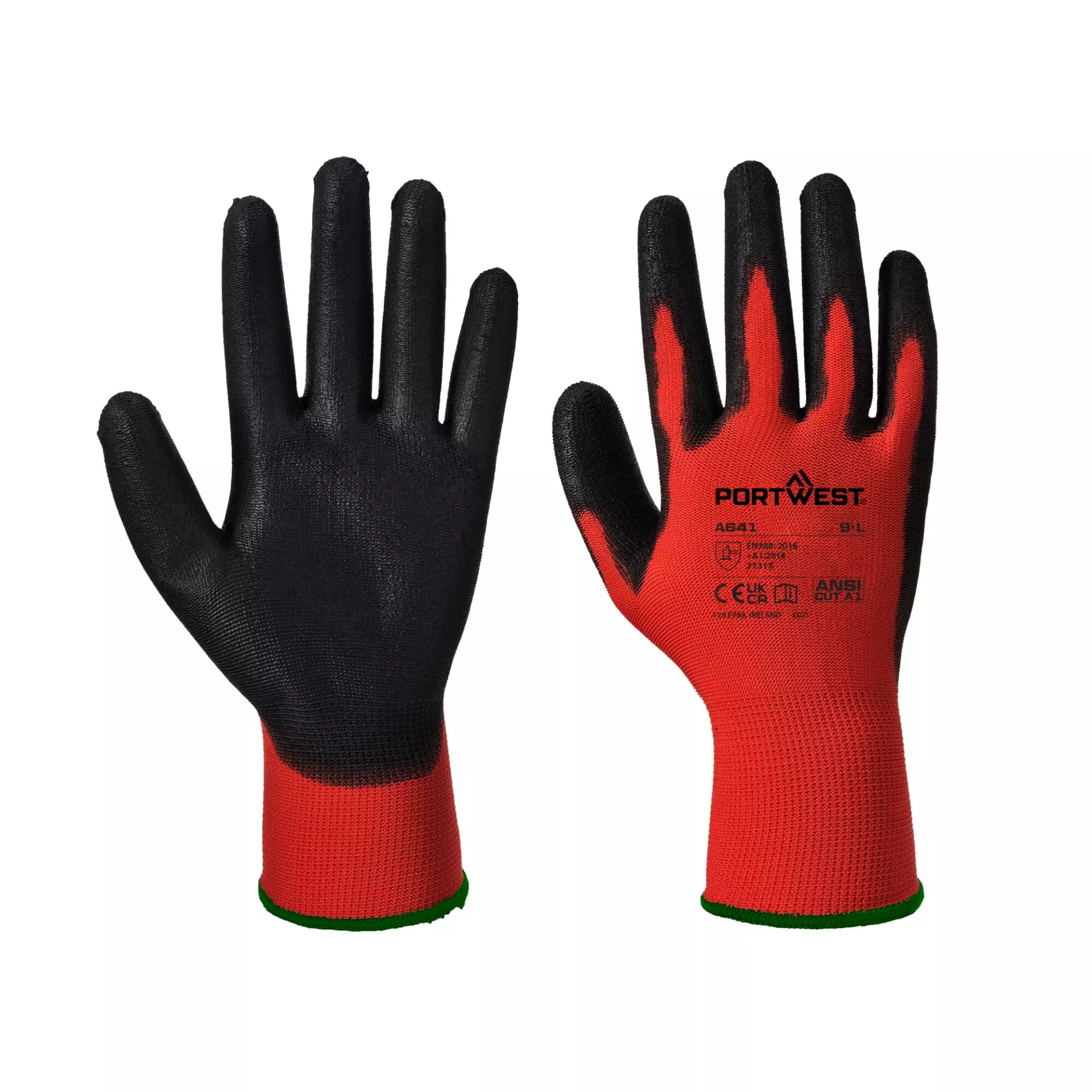 Portwest A641R8R, Red - PU Glove, Red/Black, image 3