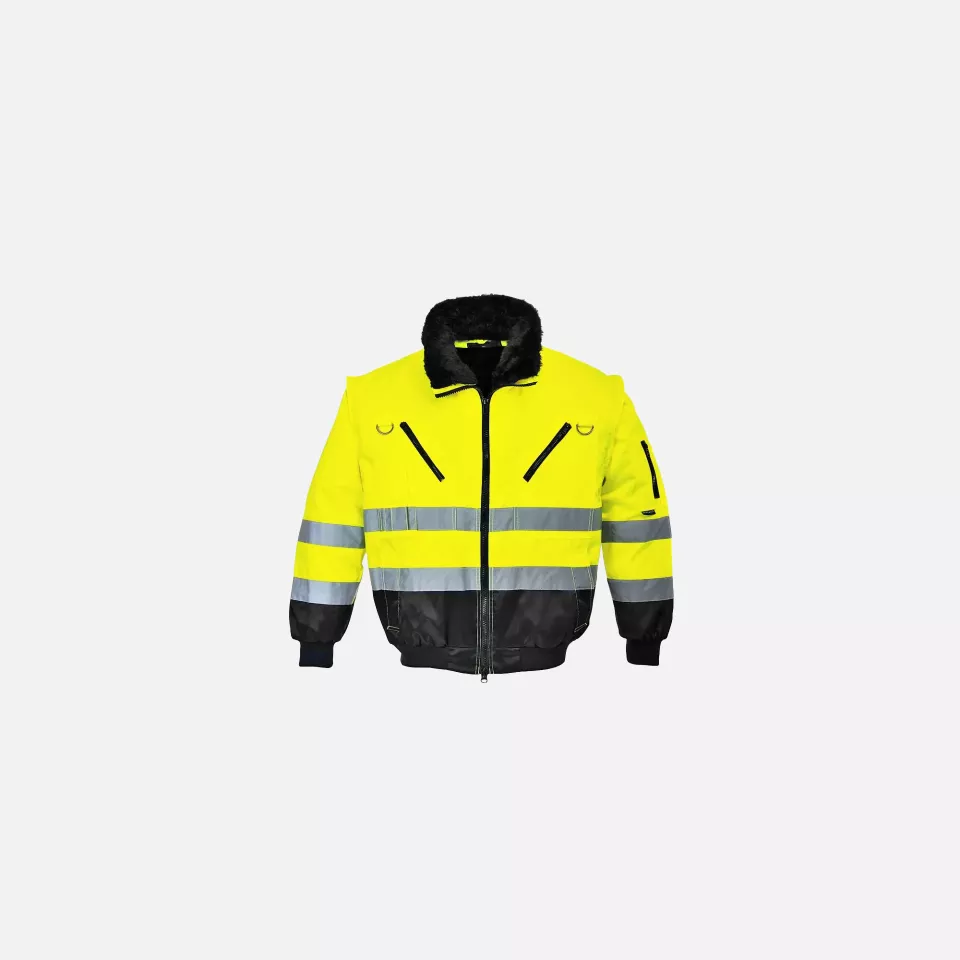 Portwest PJ50YBR, Hi-Vis 3-in-1 Contrast Pilot Jacket, Yellow/Black, image 1, gallery thumbnail