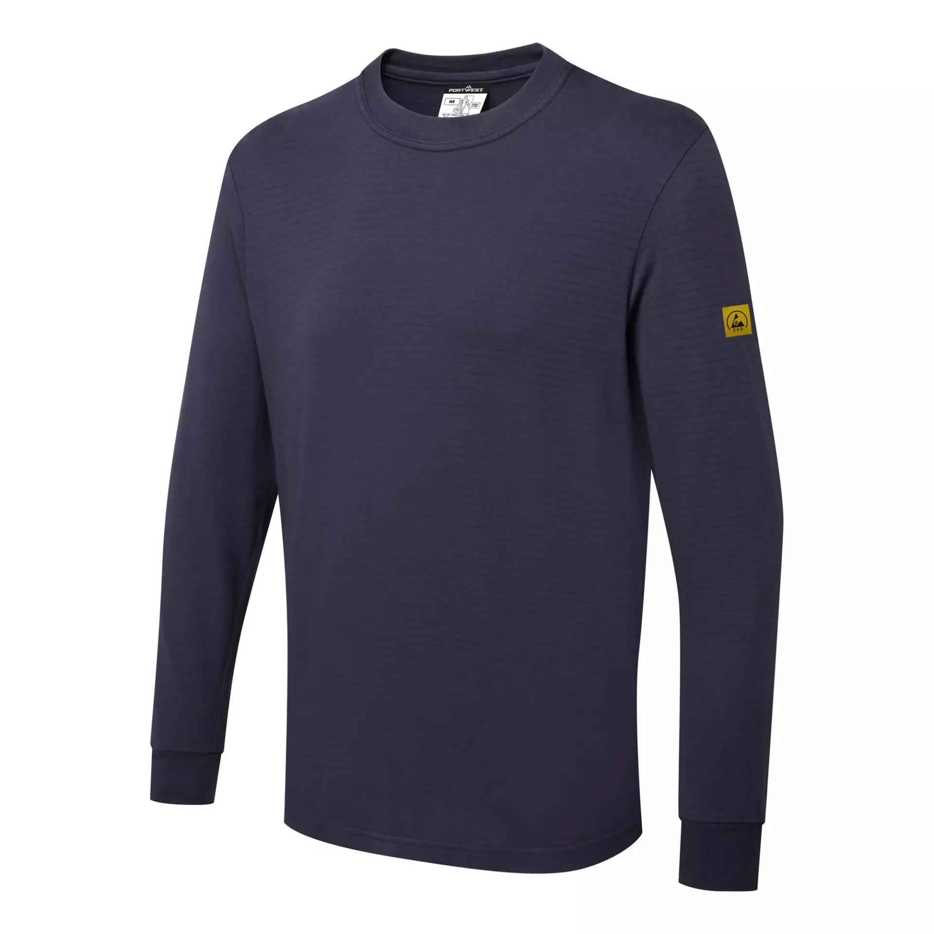 Portwest AS22NAR, Anti-Static ESD T-Shirt L/S, Navy, image 2