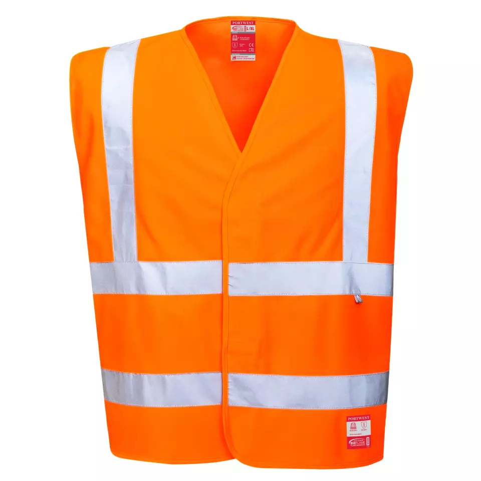 Portwest FR71ORR, Bizflame Hi-Vis Anti-Static FR Vest, Orange, image 1, gallery thumbnail