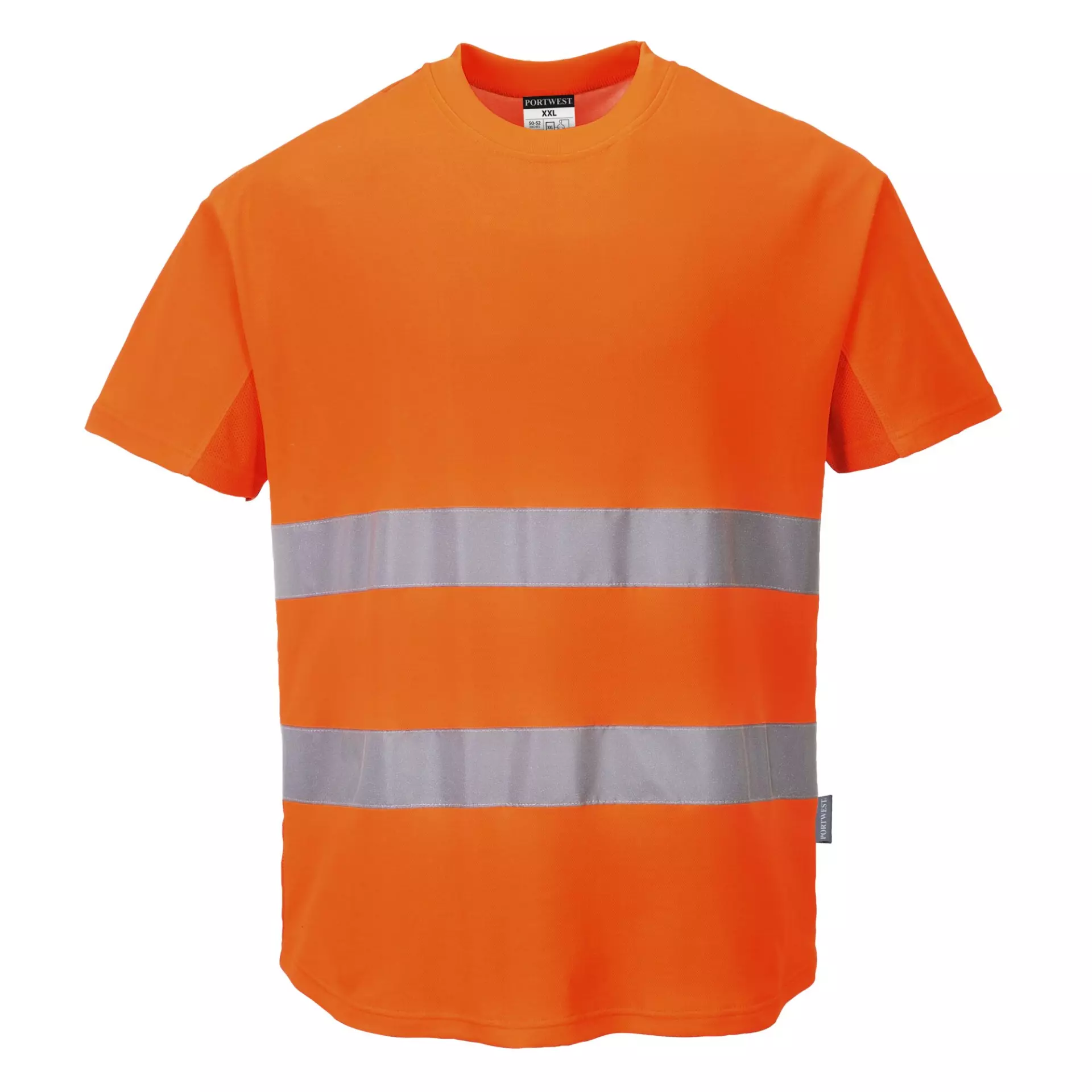 Portwest C394ORR, Hi-Vis Cotton Comfort Mesh Insert T-Shirt S/S, Orange, image 1
