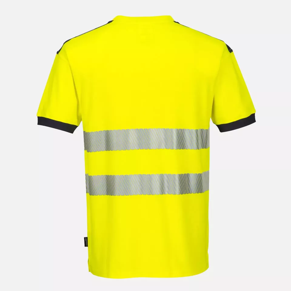 Portwest T181YGY, PW3 Hi-Vis Cotton Comfort T-Shirt S/S, Yellow/Grey, image 2, gallery thumbnail