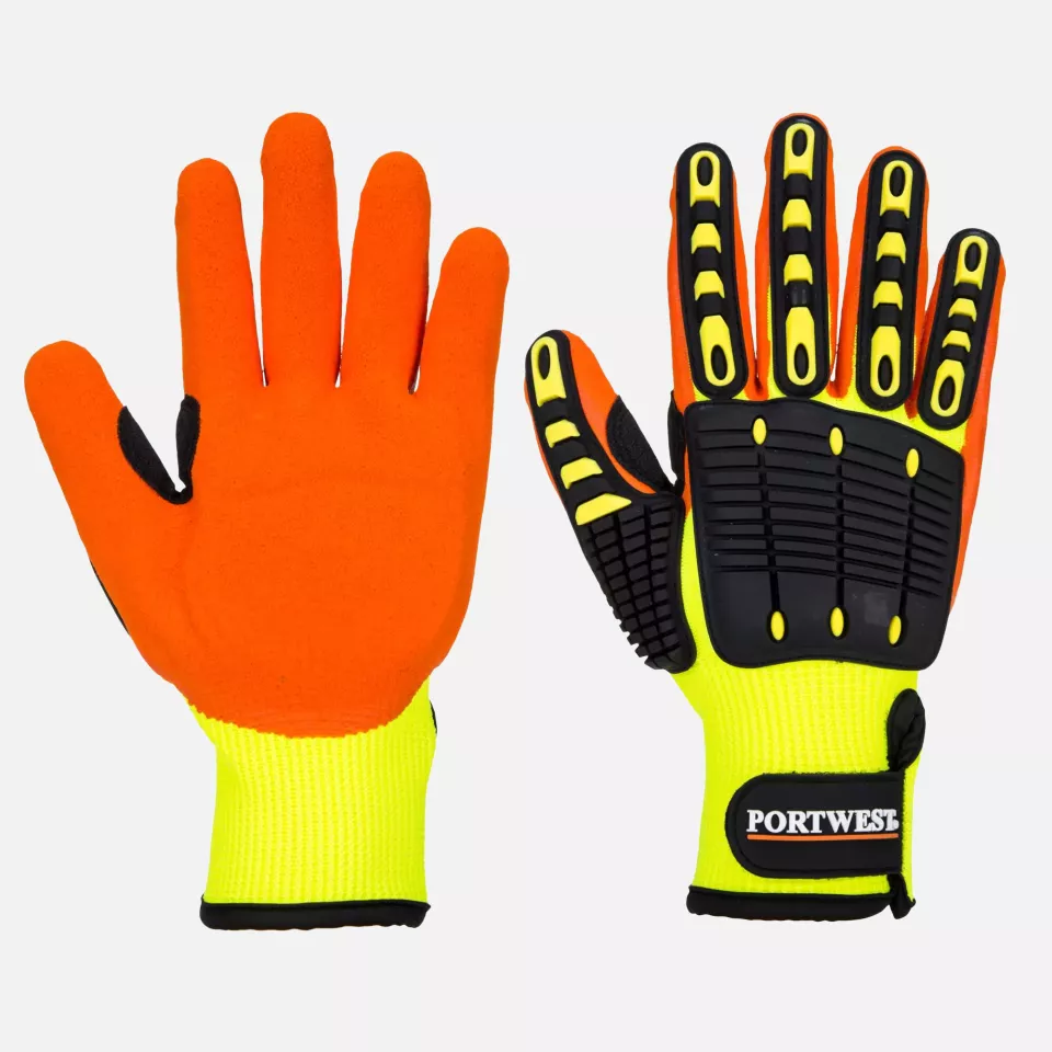 Portwest A721Y1R, Anti Impact Grip Glove, Yellow/Orange, image 3, gallery thumbnail