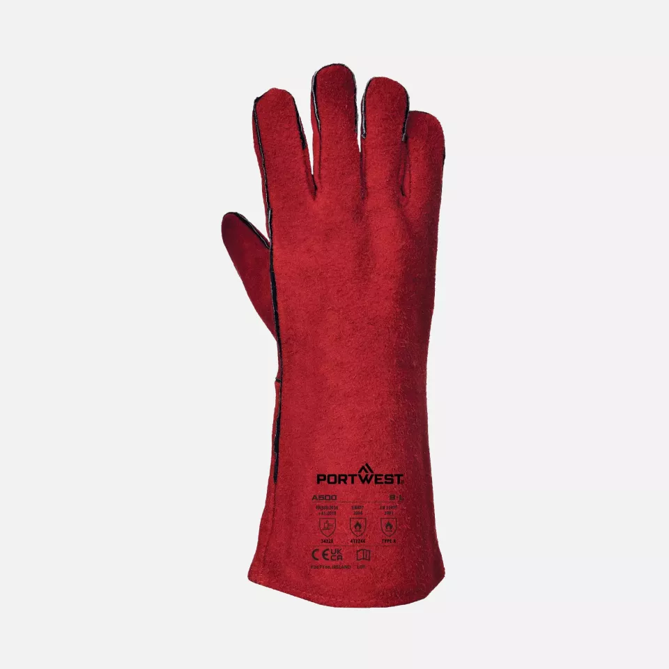 Portwest A500RER, Welders Gauntlet, Red, image 1, gallery thumbnail