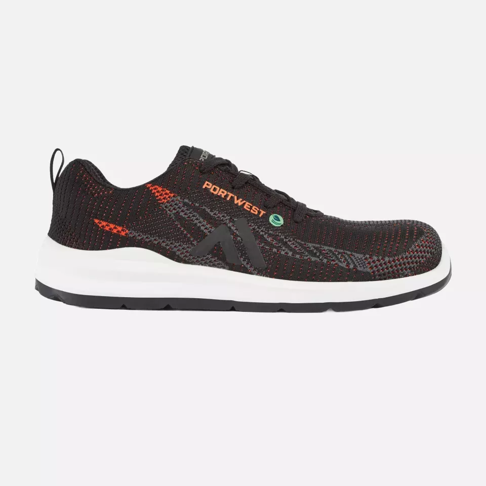 Portwest FC06BKD, Eco Fly Composite Trainer S1PS SR FO, Black/Red, image 1, gallery thumbnail