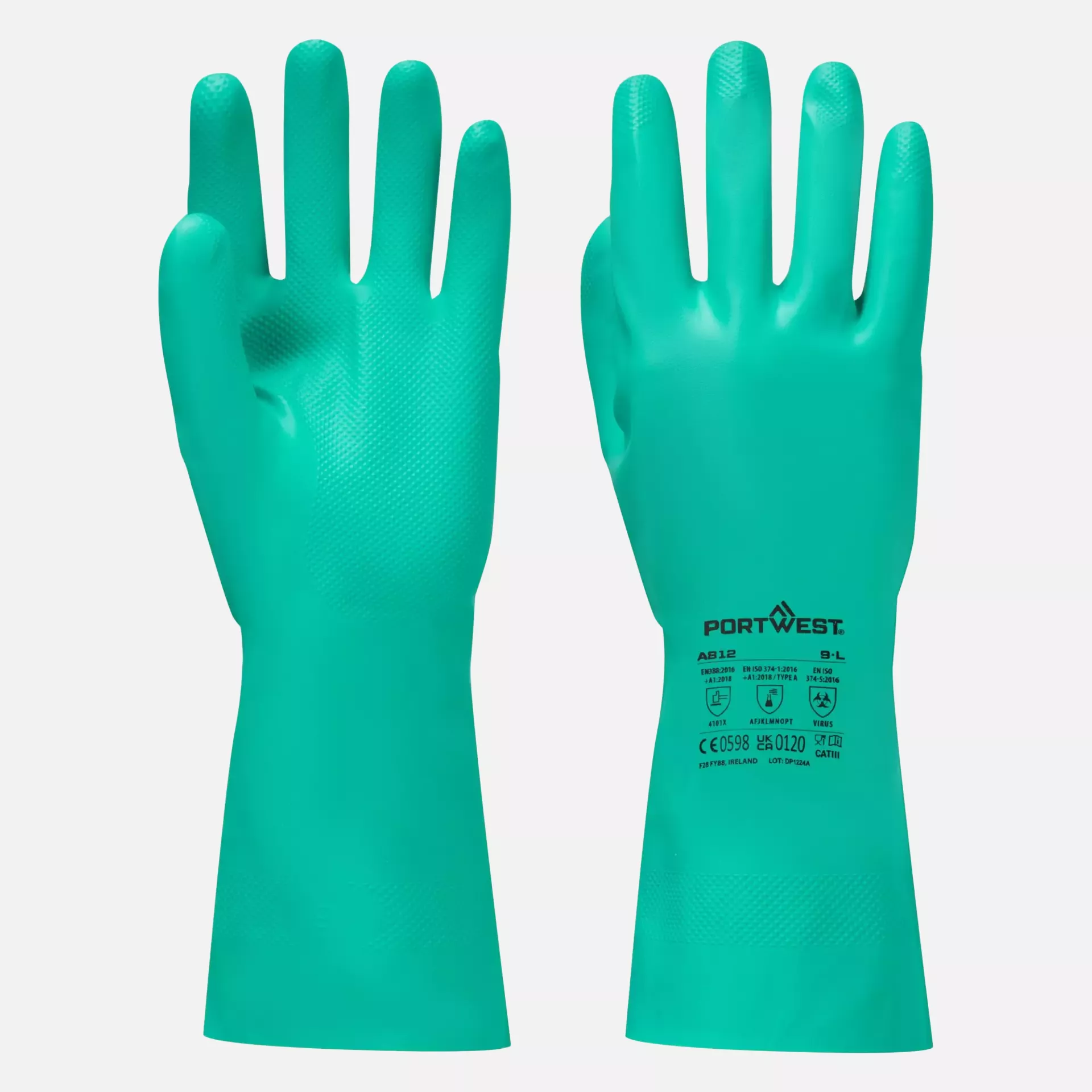 Portwest A812GNR, Nitrosafe Plus Chemical Gauntlet, Green, image 3