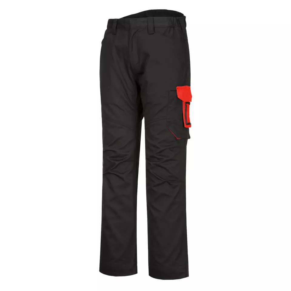 Portwest PW240BDR, PW2 Service Trousers, Black/Red, image 1, gallery thumbnail